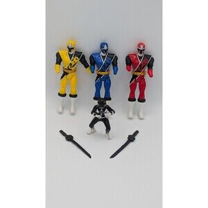 Vintage Bandai Power Rangers Lot Red Blue Yellow (Missing Hands)+ Black 1993 PVC